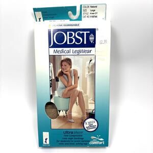Jobst Compression Stockings 20-30 mmHg L Knee High Open Toe Ultra Sheer Natural